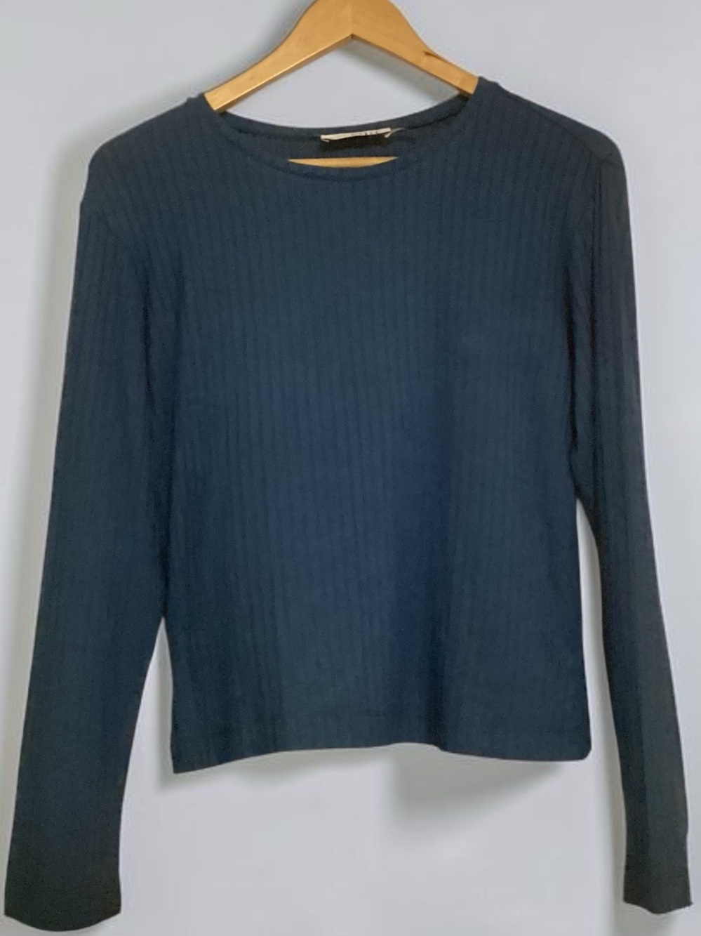 Natori Edit Skye Rib Ease Long Sleeve Top L Midnight Teal NWT
